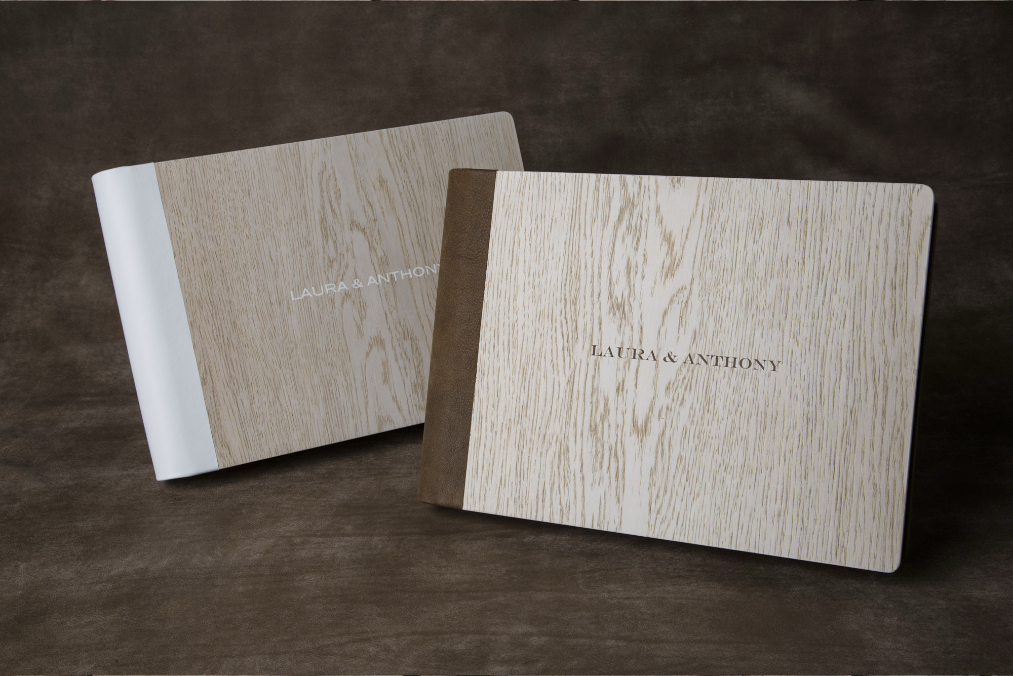 Wood and leather album covers
